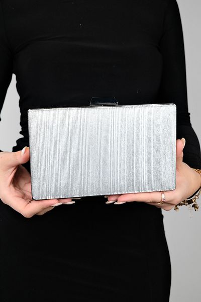 LuviShoes Geantă de seară de damă cu dungi argintii YADAYA