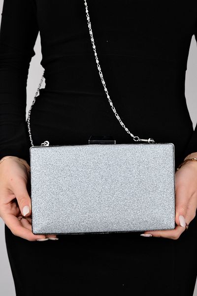 LuviShoes MARSILYA Abendtasche für Damen, silberfarben, Sandglitzer