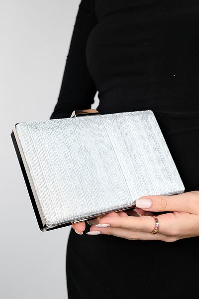 LuviShoes Geantă de seară de damă cu dungi argintii YADAYA