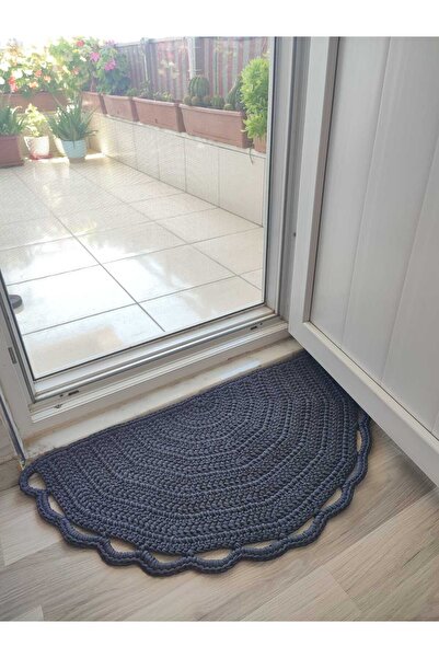 Yoran Büfe Hediyelik (90X45) %100 El Örgüsü Balkon/ Kapı Önü Yarım Ay Paspas
