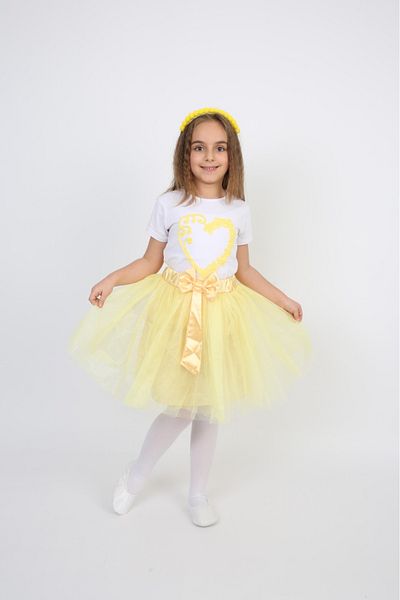 Dıgıl Kids Heart Patterned Girl's T-Shirt and Tutu Skirt Set for April 23 Show