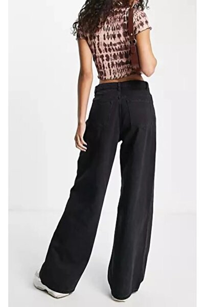 LİMABEL Dámské černé volné kalhoty širokého střihu Pohodlné volné džíny černé džíny volné dámské kalhoty