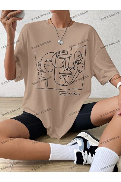 Tarzsokak Tricou unisex BAY cu grafică abstractă și umăr căzut KOD-1360