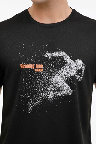 Kinetix Αυθεντικό μαύρο ανδρικό κοντομάνικο μπλουζάκι με στρογγυλή λαιμόκοψη