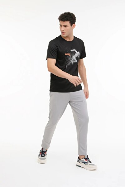 Kinetix Αυθεντικό μαύρο ανδρικό κοντομάνικο μπλουζάκι με στρογγυλή λαιμόκοψη