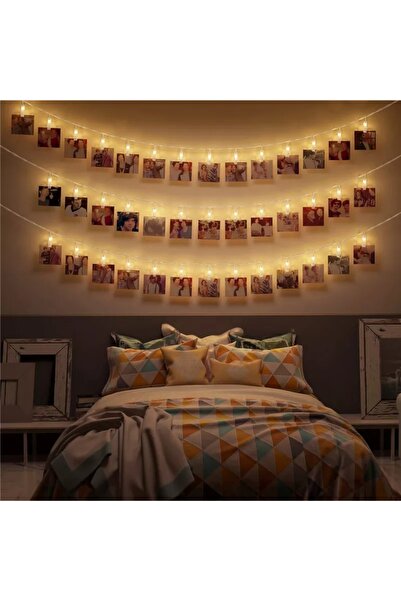 ORİJİNALDÜKKAN 1,5 metre Pilli Led Işıklı Fotoğraf Mandalları Animasyonlu Çoc...