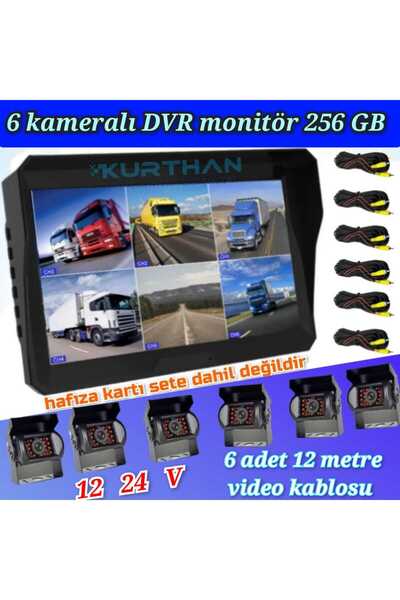 Twogo 6 KANAL 10'' HYBRİD DVR MONİTÖR VE 6 ADET METAL KASA BUS KAMERA SETİ  1...