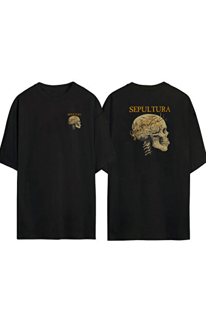 THEWERT Tricou unisex Sepultura, cu imprimeu craniu și diavol, negru, supradi...