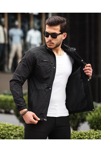 Clavi New Season Water and Windproof Fabric Seasonal Raincoat Jacket Black