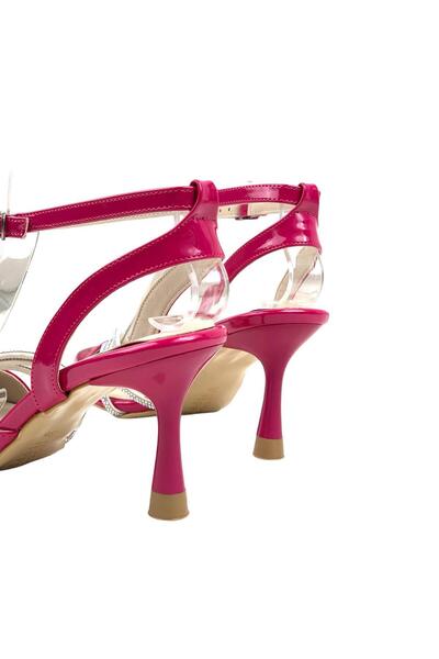 bescobel Women's Uyhan Fuchsia Pointed Toe 3 Band Stone Detailed Evening Dress Shoes 7.5 Cm 702