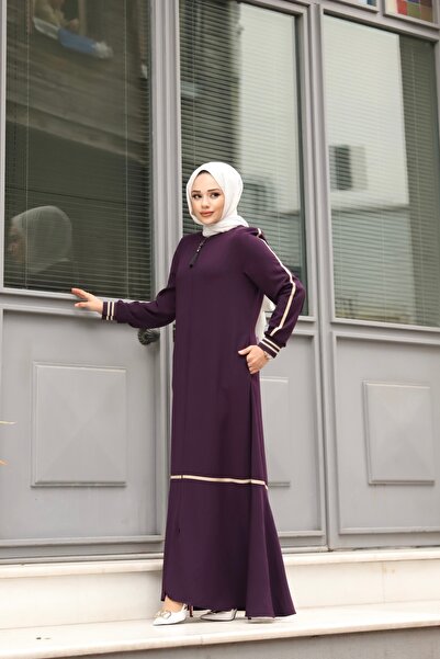 PİNK FLY 1.جودة Rabia كريب النسيج كريم اللون مخطط كم مضلع ملابس الحجاب النساء