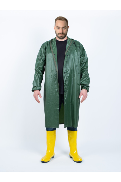 Sultan Pvc İşçi Balıkçı Yağmurluk Pardesü Fermuarlı Çıtçıtlı Yeşil