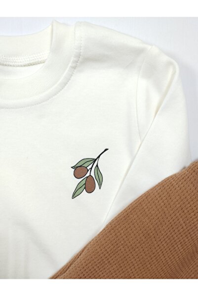 Necix's Olive Patterned 3-Piece Baby Set with Cardigan