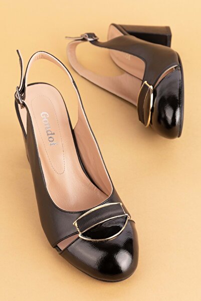 Gondol Hakiki Deri Toka Detaylı Şık Topuklu Ayakkabı Ast.6725