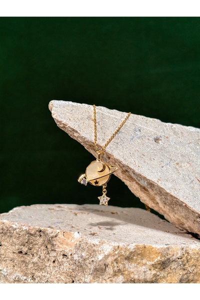 Adieu Silver 925 Ayar Hediye Kutulu Gümüş Sedef Taşlı Gezegen Kolye Gms1