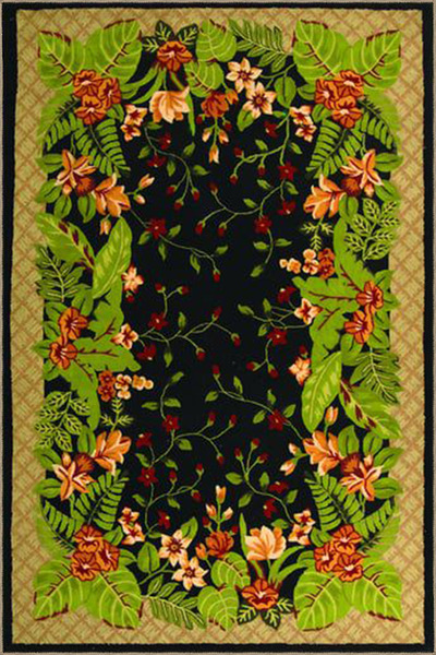 Rugs Modern Halı Green Leaf Patterned Woven Base Carpet 3789