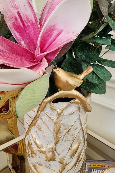 Ella's Design Studio Decorative Vase with Bird, Figurine Vase with Bird, Gold Decor Vase, Mother's Day Gift