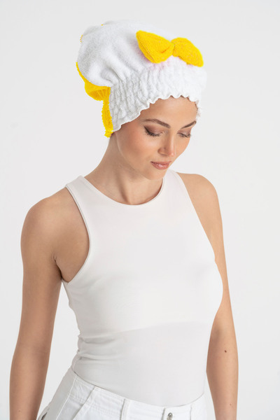 Enoteks قبعة تجفيف الشعر منشفة شعر صفراء