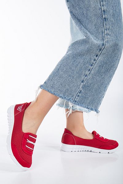 MİSSWEMODASHOES Women's Orthopedic Red Elastic Walking Shoes