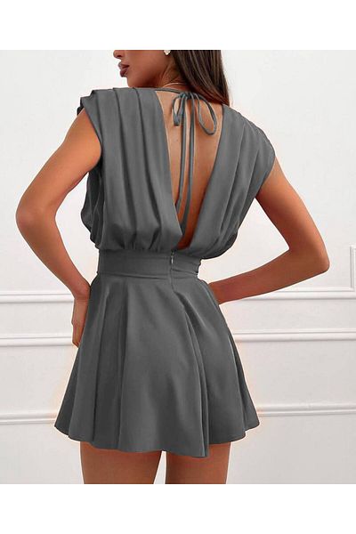 Piano Black Back Lace Up Mini Dress