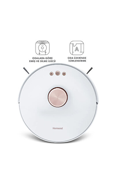HOMEND Alex Laser Pro 1283H Moplu Ve Haritalamalı Akıllı Robot Süpürge Beyaz