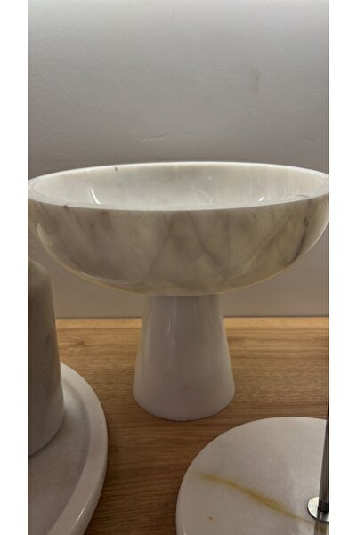 helya marble White Marble Decorative Footed Bowl