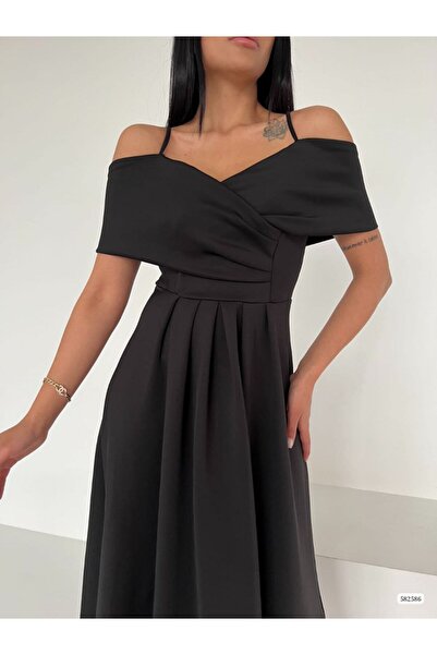 vuvutasarım Rochie de seară pentru femei, cu detaliu pe umeri, din țesătură de scuba, rochie de absolvire 582586