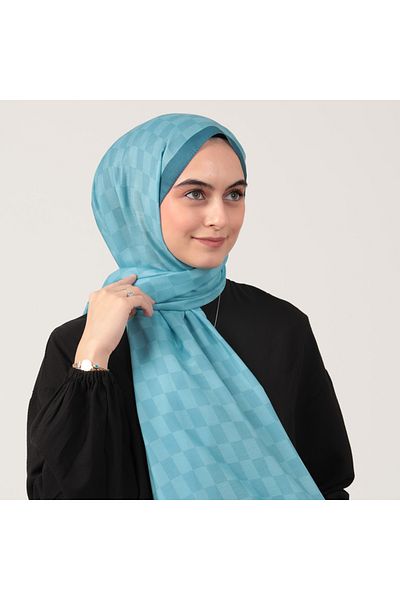 ipekistanbul Şal Bumbac Mătase - Model Şah - Albastru