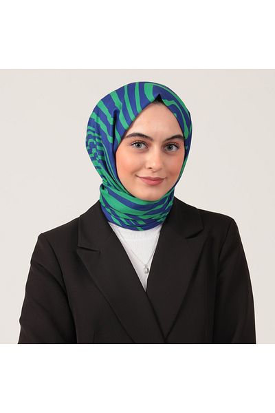 ipekistanbul Şal din mătase din bumbac - model dungi - verde Benetton