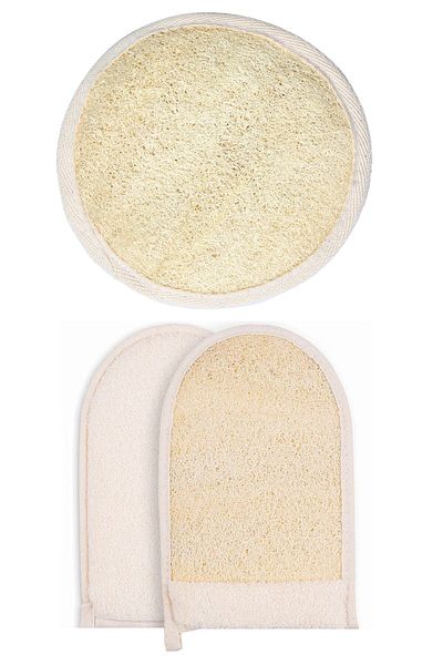 Layes Natural Pumpkin Fiber Face and Body Sac and Natural Pumpkin Fiber Sac Bath Glove
