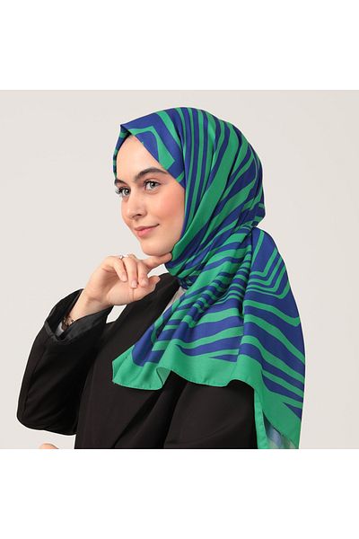 ipekistanbul Şal din mătase din bumbac - model dungi - verde Benetton