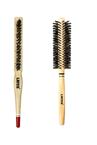 Layes فرشاة مقبض احترافية وفرشاة مجفف شعر ذائبة بمقبض خشبي مقاوم للحرارة العالية حجم كبير