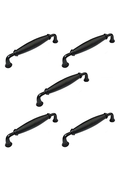 EYM 5 Adet Porselen Mobilya Dolap Kulp 128 mm Mat Siyah