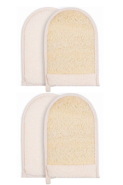 Layes Natural Pumpkin Fiber Pouch Bath Glove Shower Pouch 2 Pieces