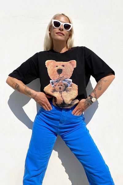 Swist Μπλουζάκι Bear Printed Crew Neck