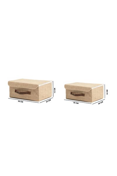Art Bee 2 Pieces Jute Closet Organizer Jewelry, Makeup, Organizer Storage Box 26x20x10-30x23x13