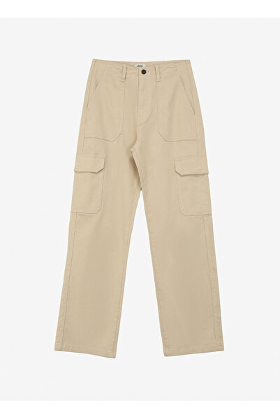 Jeep Bej Kadın Bol Kesim Kargo Pantolon J4SL-PNT7003