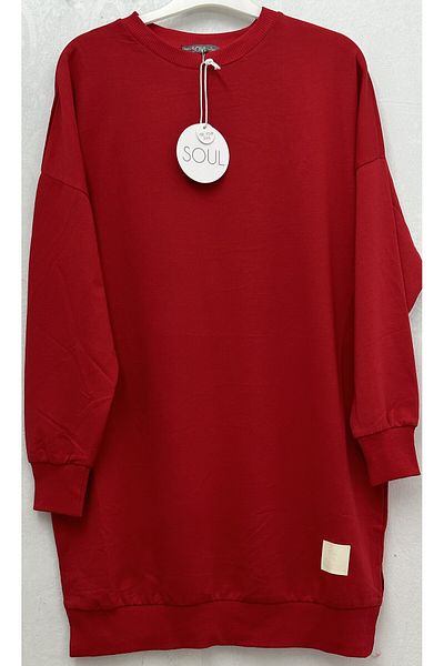 Soul Organic Cotton Crew Neck Above Knee Tunic/Sweatshirt 30644
