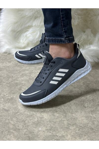 İmerShoes Чоловічі щоденні біло-сірі кросівки з сіткою та шнурівкою, зручні д...