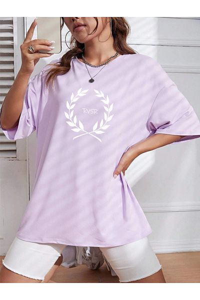 Revasser Unisex γυναικείο/ανδρικό μπλουζάκι REVASSER PERRY Πολύχρωμο, προσαρμοσμένο με στάμπα μεγάλου μεγέθους, βαμβακερό χτενισμένο βαμβακερό μπλουζάκι