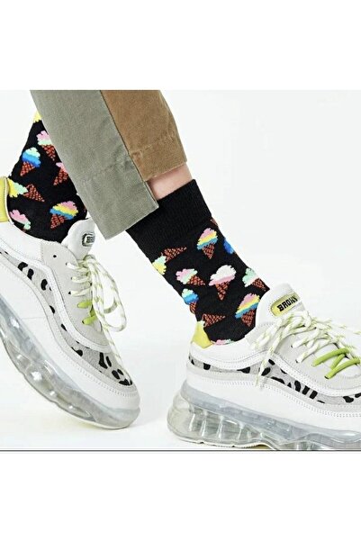 Bidigago جوارب جامعية سوداء منقوشة بالآيس كريم