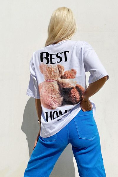 Swist Tricou alb pentru damă, cu imprimeu Best Homies, cu gâtul rotund