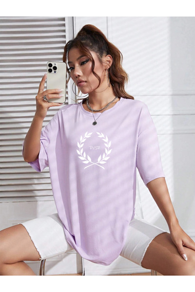 Revasser Unisex γυναικείο/ανδρικό μπλουζάκι REVASSER PERRY Πολύχρωμο, προσαρμοσμένο με στάμπα μεγάλου μεγέθους, βαμβακερό χτενισμένο βαμβακερό μπλουζάκι