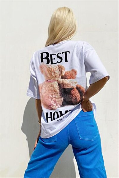 Swist Tricou alb pentru damă, cu imprimeu Best Homies, cu gâtul rotund