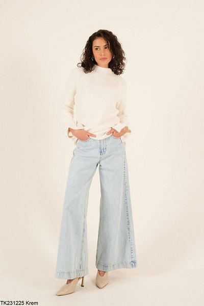 Laluvia Krémes Sleeve Slit pulóver