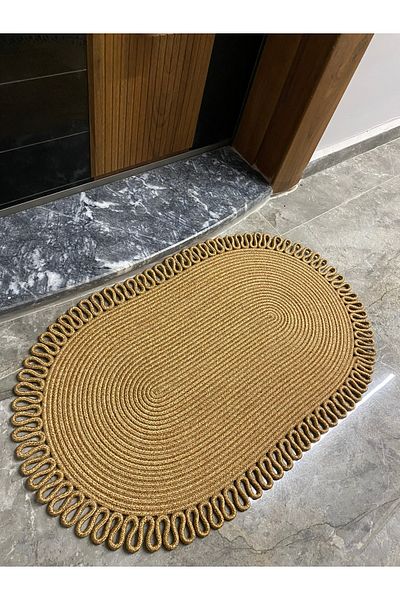 MaVaux Dublin Series Jute, Patterned Door, Door Mat, Bath Mat, Balcony Mat / Gift, Household Item