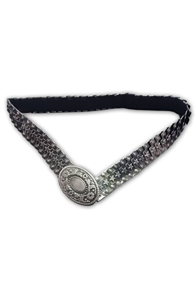 AĞIRSOY Elastic Women's Belt, Metal Sequin, Antique