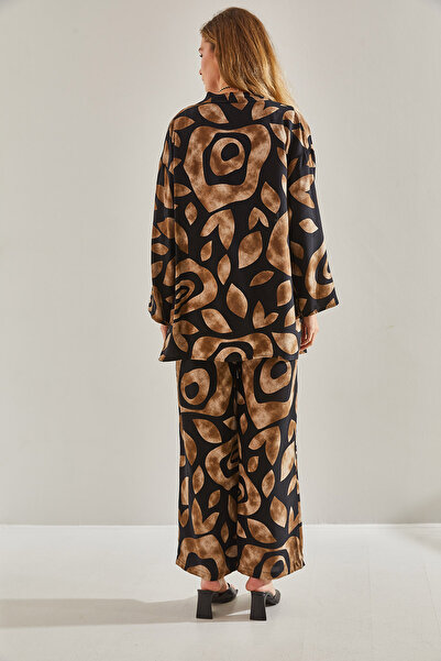 Bianco Lucci Patterned Women's Kimono Set - Elastic Waist, Trousers60181018