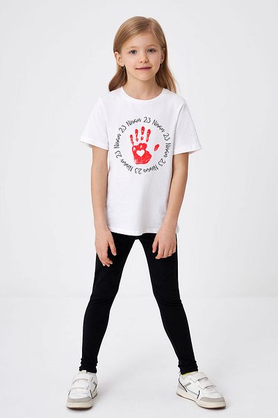 ADABEBEK Tricou pentru fetiță cu imprimeu special, cu model de mână pentru copii, 23 aprilie