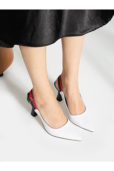 Alemdar Shoes VİCTOR White-Red Heeled Women's Shoes